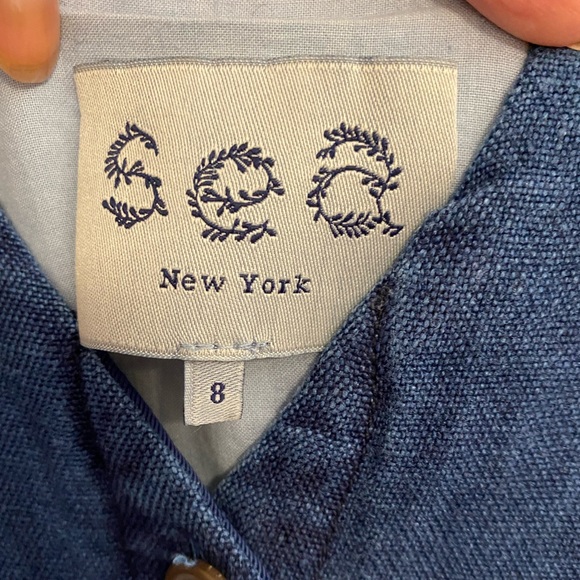 SEA NY Linen Ruffle Ischia Midi Dress Size 8 - Picture 3 of 3